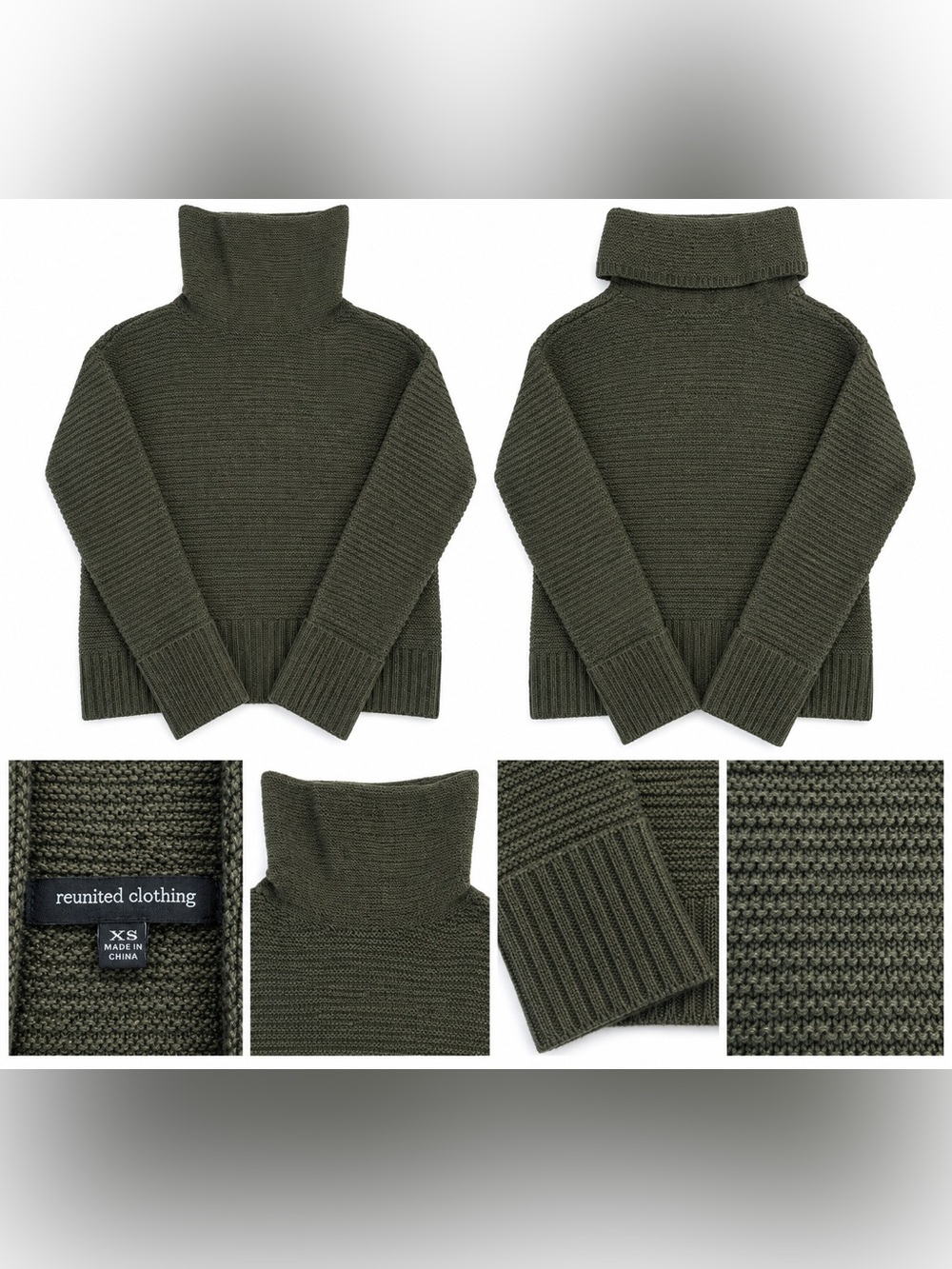 Reunited Clothing Olive Green Turtleneck Sweater – Women’s XS